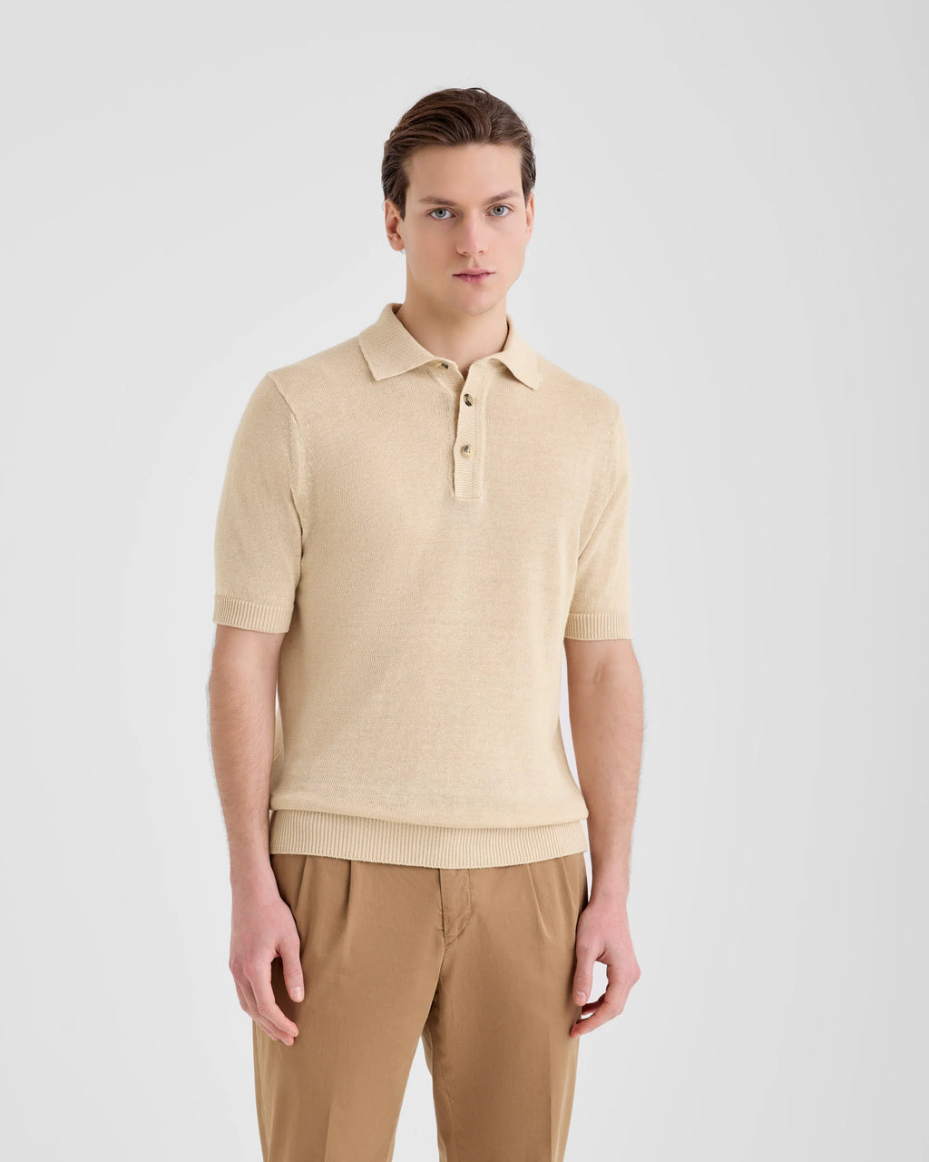 KNITTED LINEN POLO